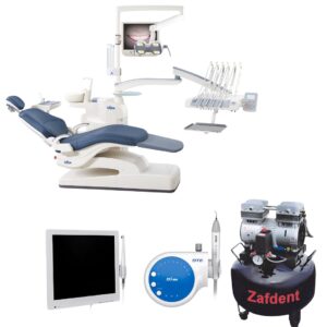 Zafdent Dental Unit Q8 + Zafdent Oil Free Air Compressor 32L - 840W + D5 LED Ultrasonic Scaler + Dentra Camera - Image 1